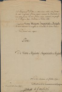 Collection de documents anciens de Namur, dont quelques lettres/documents du gouvernement de Namur (La majesté l'empereur des Français, Roi d'Italie, etc.), à jeter à attentivement, b/àv