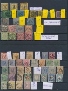 Diverse items op insteekkaarten, w.o. veel Duitse Staten, Helgoland, Nederland, veel kwaliteitsproblemen, ntz