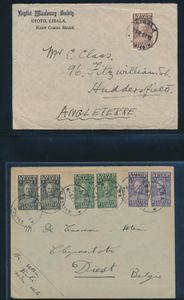 1928/1932 Group of 13 items (covers and postcards), all franked by Stanley issue and overprinted Stanley issue, nice frankings, sent to Belgium, England, vf/f/to be checked