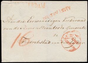 1816 Vorläufer von Amsterdam nach Frederikstad (Schleswig-Holstein), Angaben im Anhang, einwandfrei, einwandfrei