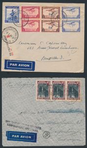 1925/1948 Assembly of 32 items (postcards, covers, airmails), nice frankings, incoming mails, sent to Belgium, France, USA, England, vf/f/to be checked