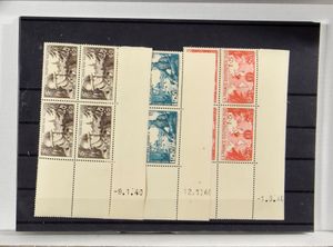 1940/1941 Samenstelling met losse zegels en series in blokken van 4 met coins datés, sommige zegels met wat albumzwart, doch meestal op bladboord, merendeel zeer mooi, zm/m/ntz (Yv. €750)