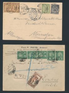 1880/1969, samenstelling van 16 brieven / briefkaarten / postwaardestukken, w.o. enkele mooie frankeringen van het type Laboureures, zm/m/ntz