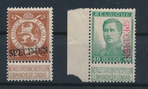 N° 109 ** en 114 * (voorkant dun) met 