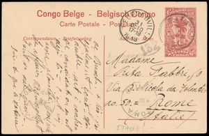 1913, Stibbe nr 43 with view 29, sent from Buta October 8, 1913 to ROMA / Italy (very scarce) where it arrived December 9, via Leopoldville, vf
