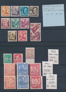Diverses pièces sur cartes dont des zones, des livrets, des paires horizontales Bund, tb/b