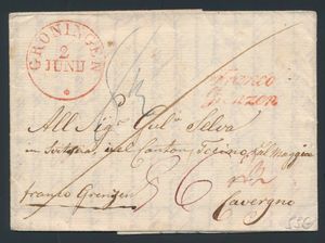 1829 Vorläufer mit Inhalt von Groningen nach Savergno/Schweiz mit 