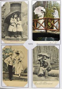 Paraplu's en parasols, 1900/1930, zeer mooie samenstelling in ordner (314 stuks)