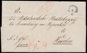 1839 Vorläufer mit Inhalt von Hannover nach Haarlem, 