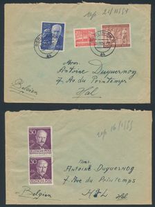 Plus de 40 envois postaux, de différentes périodes, y compris des affranchissements rares tels que Berlin, et al, tb/b/àv.