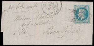 1870 Empire Lauré, n° 29 op brief ballon monté 