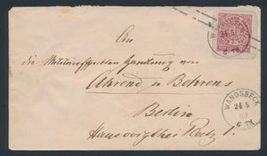 1869 Briefomslag van Wandsbeck naar Berlin met n° 4, aantrekkelijk stuk, zeldzame stempel, zm