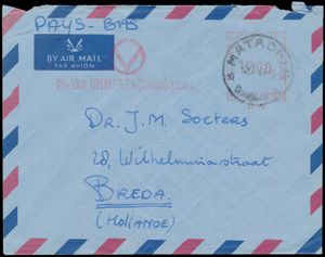 1954, cover franked with red mechanical franking mark (red meter mark) 