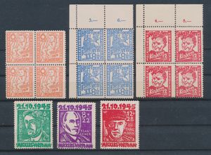 Mecklenburg-Vorpommern, nos 20/22 et 26/28 (dernier en blocs de quartre, no 26 keur Kramp BPP), tb (Mi. €220)