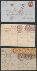 1860/1995 Samenstelling 57 brieven of PWST overwegend naar buitenland verstuurd, w.o. censuur, LP, aangetekend, zm/m/ntz
