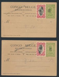 Stibbe nr 58-Cu (2x - one reply and one demand cards), with inverted surcharge 
