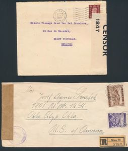 Verzameling van 11 brieven/kaarten, alle censuur, enkele van en naar buitenland, mooie verscheidenheid van de censuur stempel, zm/m