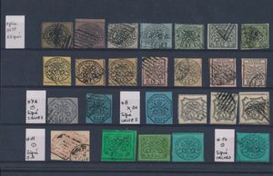 1852/1868 Verzameling op 2 insteekkaarten met betere zegels, waarvan diverse gesigneerd Calves e.a. met onder andere Yv. n° 11 (verdund, gesigneerd 