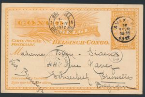 1912 Avakubi, entier postal d'Abakubi du 16 février 1912 vers la Belgique, tb
