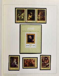Verzameling diverse onderwerpen w.o. Schilderijen, Sport, UNO, gemeenschappelijke uitgaven in 7 albums, zm/m