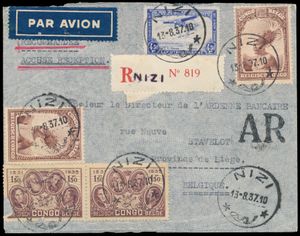 1937 Letter by air franked 