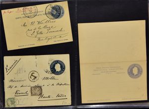 1880/1930 Sehr umfangreiche Sammlung von Ganzsachen in (231 Stück), 2 Alben meist gebraucht auch mit Frankatur, Strafport: gute Anzahl ins Ausland einschließlich Belgien, einwandfrei/schön