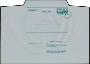 Aerogram 3 of Katanga Free State, not folded (scarce), cancelled CTO Elisabethville 1 C1, vf