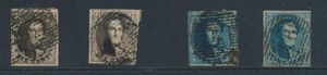N° 3 (2x) en N° 4 (2x), alle volrandig, meerdere griffen, zm (OBP €370)
