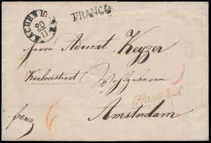 1838 Vorläufer mit Inhalt von Aachen nach Amsterdam, 