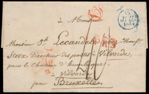 1834 Voorloper met inhoud van Parijs 15 juli 1834 + 