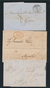 Voorlopers Italië, 5 stuks, vanuit Venezia, Napoli, Torino, meerdere postmerken en porten, zie scans, zm/m