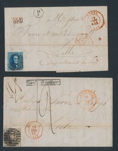 Samenstelling honderden brieven of voorzijden ongetande en getande medaillons n° 30, zm/m/ntz