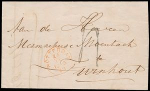 1863 Frontière avec contenu, de Rotterdam, datée du 25 novembre 1863, à destination de Turnhout, beau cachet de frontière 