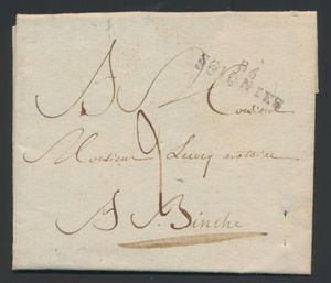 1808 Vorläufer mit Inhalt, aus Soignies, 