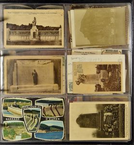 W.O. I principalement avec des cartes postales, également liées à la philatélie, oblitérations, en 3 classiques.