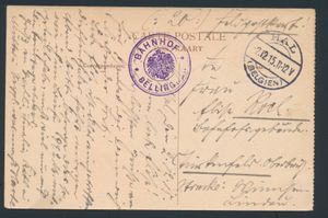 1915 ZK en Feldpost de Hal vers l'Allemagne avec la roulette 