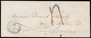 1855 Précurseur sous forme d'enveloppe, avec cachet de départ 