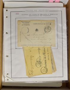 1902/1958 Samenstelling honderden dienstkaarten, waarbij onbekend, rebut, retour, enz., zm/m