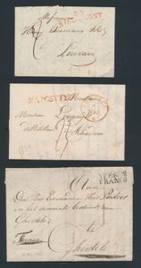 Schöne und detaillierte Sammlung von Vorläufern der holländischen Herrschaft, repräsentativer Satz von verschiedenen Stempeln (25x) im Dienst, versehen mit Erklärung des Vorläufers, einwandfrei/schön/zu kontrollieren